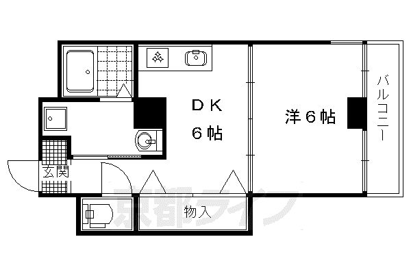 京都市烏丸線 北大路駅 徒歩25分 3階建 築38年(1DK/2階)の間取り写真