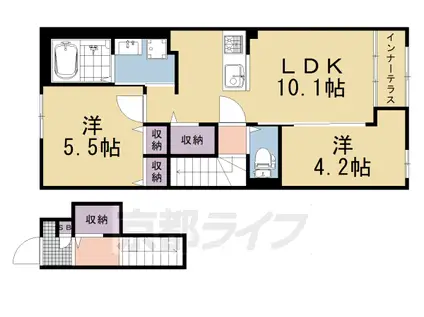 東海道本線 桂川駅(京都) 徒歩23分 2階建 新築(2LDK/1階)の間取り写真