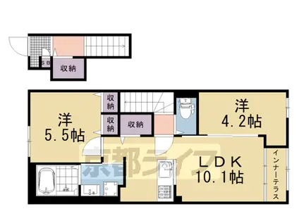 東海道本線 桂川駅(京都) 徒歩23分 2階建 新築(2LDK/1階)の間取り写真