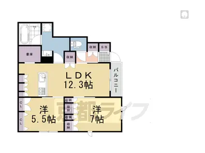 東海道本線 長岡京駅 徒歩10分 2階建 新築(2LDK/1階)の間取り写真