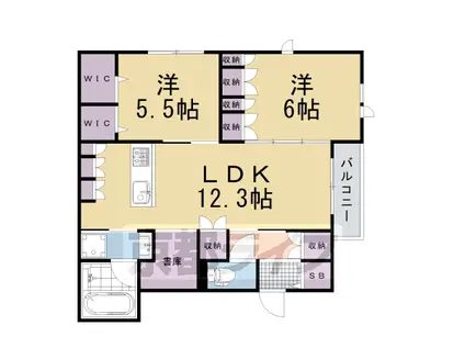 東海道本線 長岡京駅 徒歩10分 2階建 新築(2LDK/1階)の間取り写真