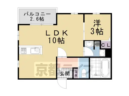 阪急電鉄京都線 桂駅 徒歩15分 3階建 新築(1LDK/1階)の間取り写真