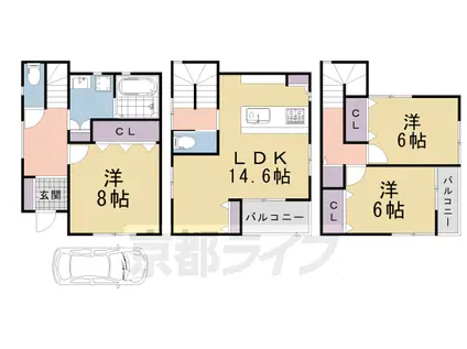 京阪電気鉄道鴨東線 出町柳駅 徒歩4分 3階建 築5年(3LDK)の間取り写真