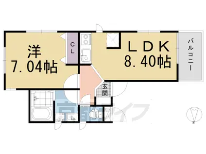 京阪電気鉄道京阪線 伏見桃山駅 徒歩11分 3階建 築4年(1LDK/2階)の間取り写真