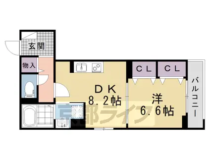 京都市烏丸線 北大路駅 徒歩27分 3階建 新築(1LDK/2階)の間取り写真