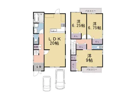 京阪電気鉄道京阪線 淀駅 徒歩14分 2階建 築1年(3LDK)の間取り写真