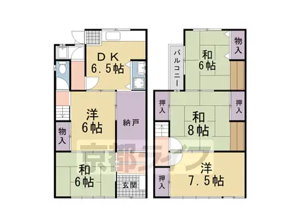 京都市烏丸線 北大路駅 徒歩20分 2階建 築62年(5DK)の間取り写真