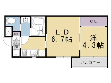 近鉄京都線 東寺駅 徒歩3分 5階建 新築(2K/4階)の間取り写真