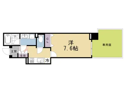 CALM河原町二条(1K/1階)の間取り写真