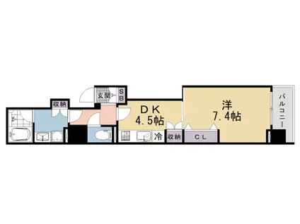 京都市東西線 京都市役所前駅 徒歩6分 7階建 新築(1DK/3階)の間取り写真