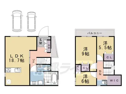 近鉄京都線 上鳥羽口駅 徒歩13分 2階建 築1年(3LDK)の間取り写真
