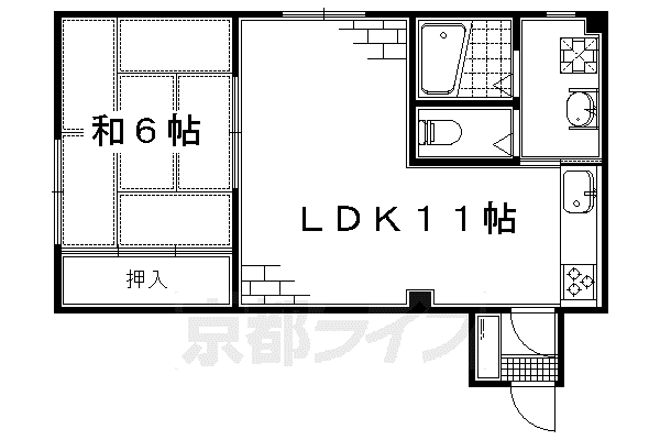 ハイツ紫峯(1LDK/1階)の間取り写真