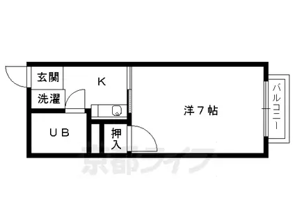 東海道本線 西大路駅 徒歩8分 2階建 築41年(1K/1階)の間取り写真