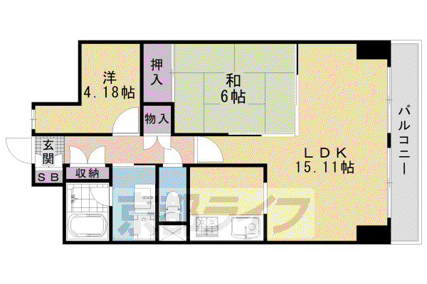 パインフィールド吉祥院(2LDK/2階)の間取り写真