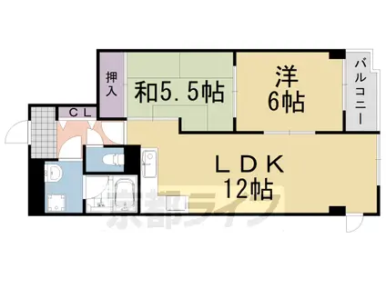 エクセリィ桂(2LDK/6階)の間取り写真