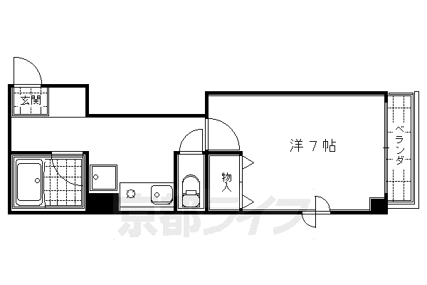 京都市烏丸線 丸太町駅(京都市営) 徒歩11分 4階建 築30年(1K/3階)の間取り写真