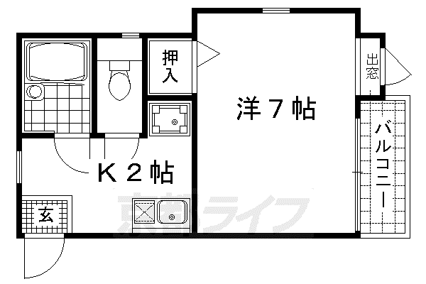 阪急電鉄京都線 西院駅(阪急) 徒歩11分 3階建 築28年(1K/1階)の間取り写真