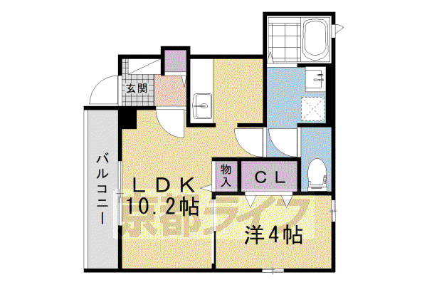 京福北野線 北野白梅町駅 徒歩6分 2階建 新築(1LDK/1階)の間取り写真
