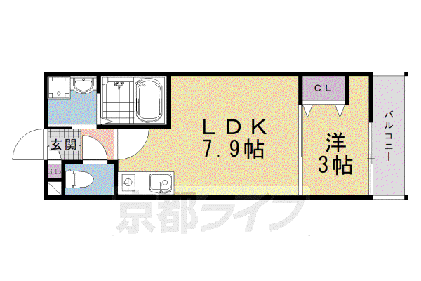 京阪電気鉄道京阪線 藤森駅 徒歩12分 3階建 築1年(1LDK/3階)の間取り写真