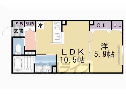 ラ・トーランスⅡ(1LDK/1階)の間取り写真