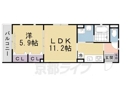ラ・トーランスⅡ(1LDK/2階)の間取り写真