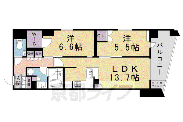 ブランズ京都河原町通(1LDK/3階)の間取り写真