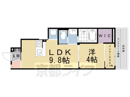 京阪電気鉄道京津線 四宮駅 徒歩4分 2階建 新築(1LDK/1階)の間取り写真