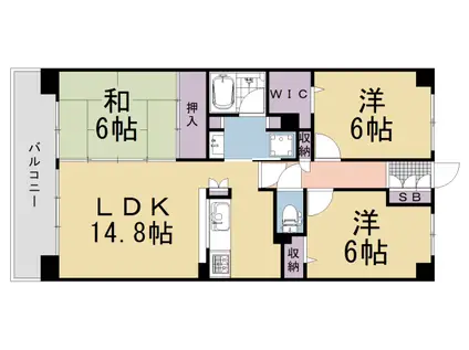 札幌市南北線 北18条駅 徒歩5分 11階建 築29年(3LDK/4階)の間取り写真