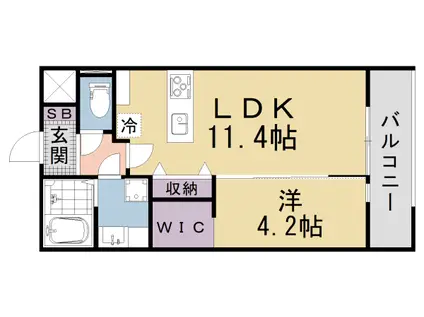 京都市東西線 東野駅(京都) 徒歩13分 3階建 新築(1LDK/2階)の間取り写真