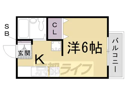 阪急電鉄京都線 西院駅(阪急) 徒歩10分 2階建 築32年(1K/2階)の間取り写真