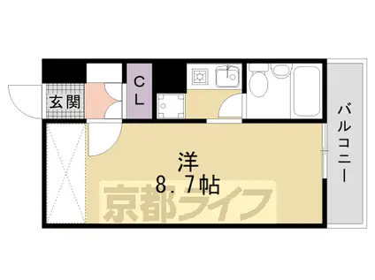 山陰本線 二条駅 徒歩9分 5階建 築37年(1K/1階)の間取り写真