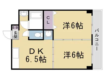 阪急電鉄嵐山線 松尾大社駅 徒歩10分 3階建 築40年(2DK/2階)の間取り写真