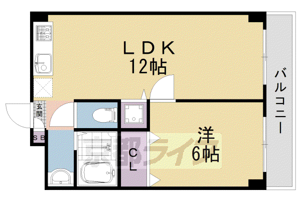 阪急電鉄嵐山線 松尾大社駅 徒歩10分 3階建 築41年(1LDK/3階)の間取り写真