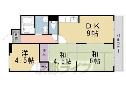 嵯峨野ロイヤルハイツ(3LDK/3階)の間取り写真