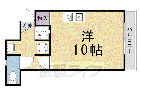 京阪電気鉄道鴨東線 出町柳駅 徒歩6分 3階建 築24年(ワンルーム/2階)の間取り写真