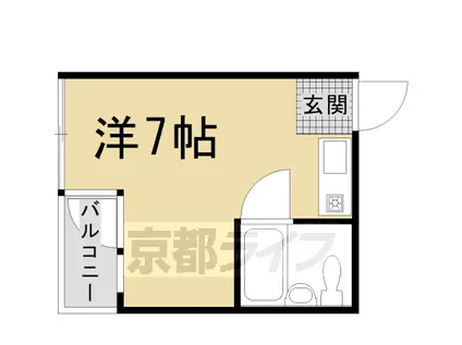 山陰本線 円町駅 徒歩3分 4階建 築39年(ワンルーム/3階)の間取り写真