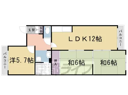第二シャトーウメダ(3LDK/1階)の間取り写真