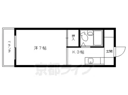 ハウスヴィラ田中(1K/3階)の間取り写真