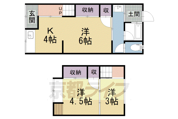 京都市東西線 御陵駅 徒歩17分 2階建 築62年(3DK)の間取り写真