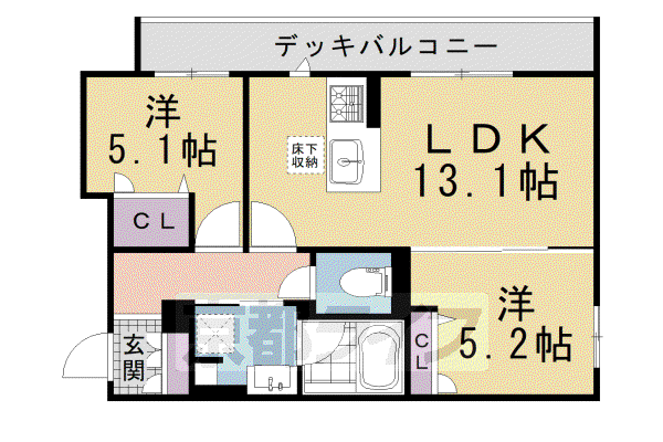 京都市烏丸線 北山駅(京都) 徒歩10分 2階建 新築(2LDK/1階)の間取り写真