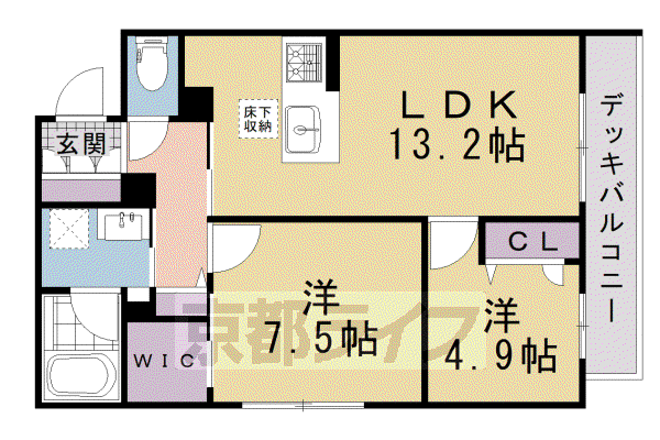 京都市烏丸線 北山駅(京都) 徒歩10分 2階建 新築(2LDK/1階)の間取り写真