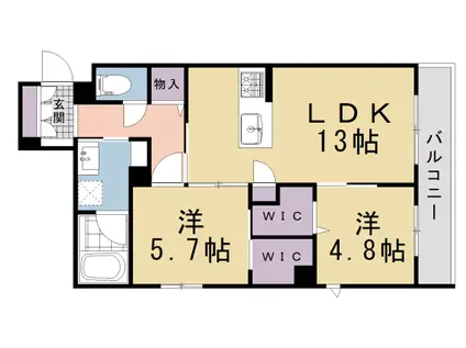 京都市烏丸線 北大路駅 徒歩29分 3階建 新築(2LDK/2階)の間取り写真