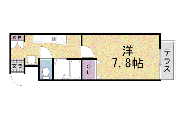 阪急電鉄京都線 西院駅(阪急) 徒歩5分 2階建 築27年(1K/1階)の間取り写真