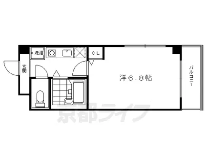 阪急電鉄京都線 西院駅(阪急) 徒歩6分 3階建 築26年(1K/3階)の間取り写真