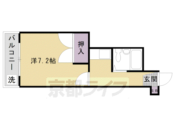 阪急電鉄京都線 西院駅(阪急) 徒歩10分 3階建 築33年(1K/2階)の間取り写真
