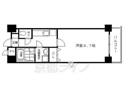 京都市烏丸線 丸太町駅(京都市営) 徒歩15分 5階建 築26年(1K/3階)の間取り写真
