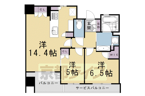 京都市東西線 二条城前駅 徒歩10分 7階建 築1年(2LDK/3階)の間取り写真