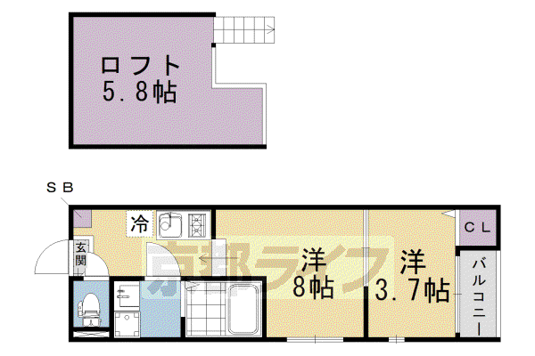 京阪電気鉄道京阪線 淀駅 徒歩8分 2階建 築1年(1DK/1階)の間取り写真