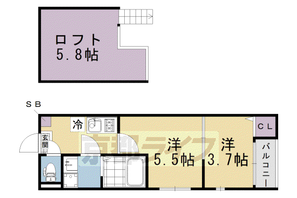 京阪電気鉄道京阪線 淀駅 徒歩8分 2階建 築1年(2K/2階)の間取り写真