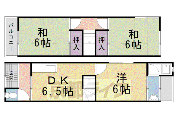 叡山電鉄 修学院駅 徒歩5分 2階建 築48年(3DK)の間取り写真